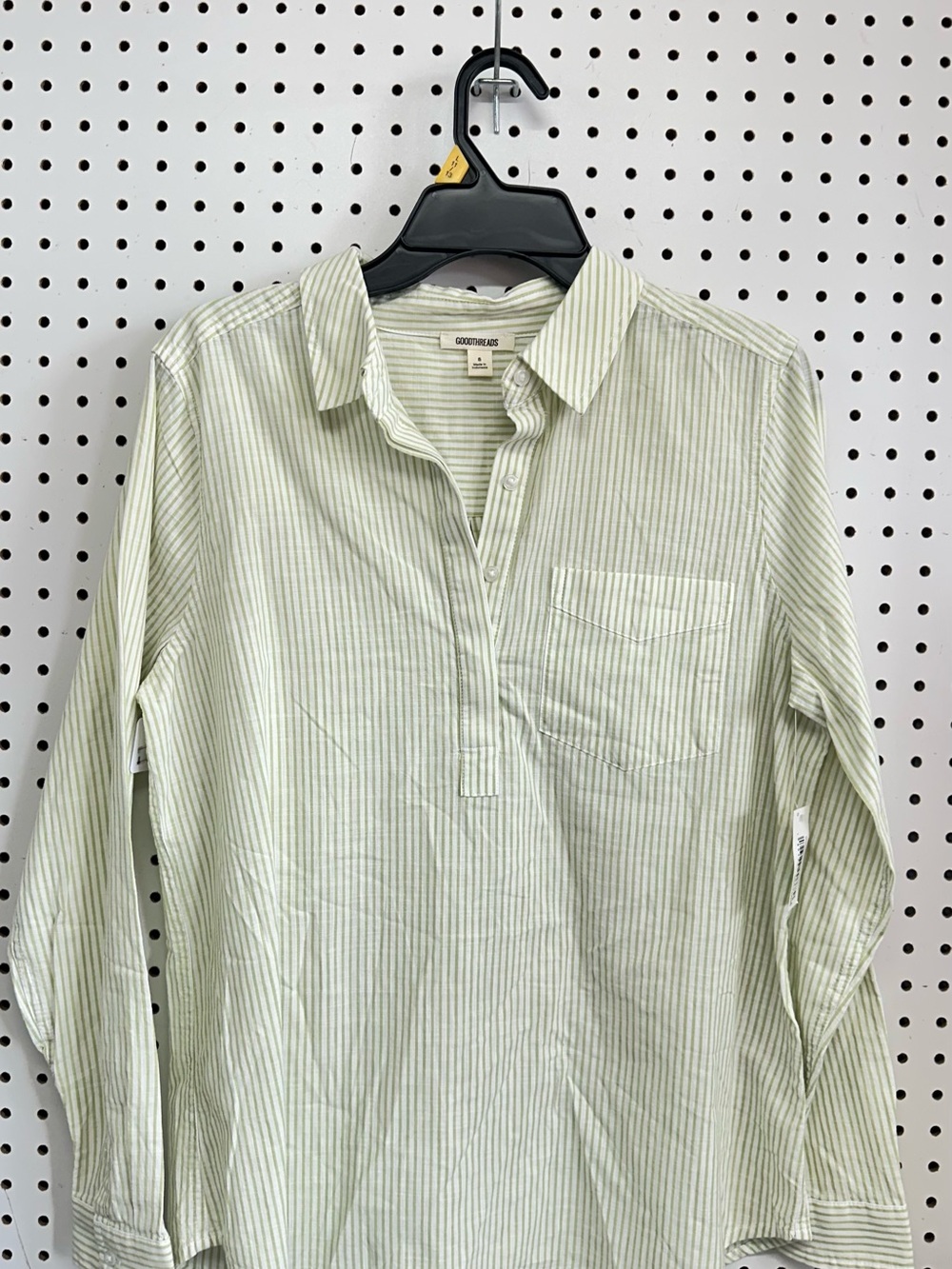 Goodthreads Light Green and White Stripe Casual Button-Down Shirt